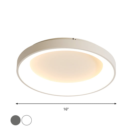 Nordic Style Plate Iron Ceiling Fixture 8.5"/16"/19.5" Wide LED Flush Mount Lamp in Grey/White for Bedroom Clearhalo 'Ceiling Lights' 'Close To Ceiling Lights' 'Close to ceiling' 'Flush mount' Lighting' 1473575