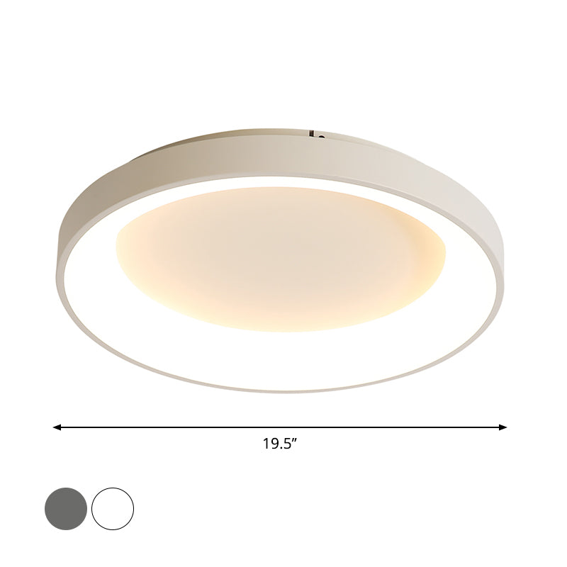 Nordic Style Plate Iron Ceiling Fixture 8.5"/16"/19.5" Wide LED Flush Mount Lamp in Grey/White for Bedroom Clearhalo 'Ceiling Lights' 'Close To Ceiling Lights' 'Close to ceiling' 'Flush mount' Lighting' 1473576