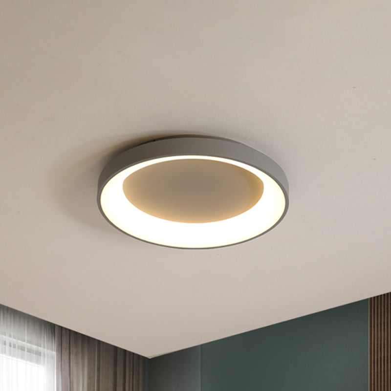 Nordic Style Plate Iron Ceiling Fixture 8.5"/16"/19.5" Wide LED Flush Mount Lamp in Grey/White for Bedroom Grey Clearhalo 'Ceiling Lights' 'Close To Ceiling Lights' 'Close to ceiling' 'Flush mount' Lighting' 1473578