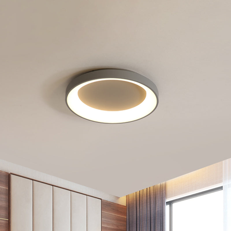 Nordic Style Plate Iron Ceiling Fixture 8.5"/16"/19.5" Wide LED Flush Mount Lamp in Grey/White for Bedroom Clearhalo 'Ceiling Lights' 'Close To Ceiling Lights' 'Close to ceiling' 'Flush mount' Lighting' 1473579