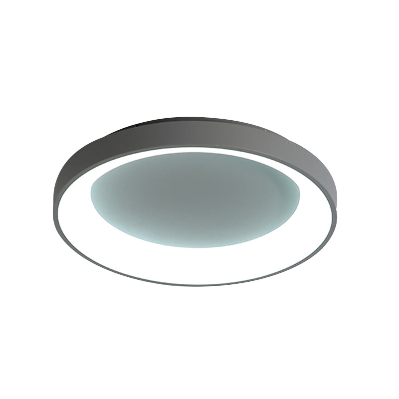 Nordic Style Plate Iron Ceiling Fixture 8.5"/16"/19.5" Wide LED Flush Mount Lamp in Grey/White for Bedroom Clearhalo 'Ceiling Lights' 'Close To Ceiling Lights' 'Close to ceiling' 'Flush mount' Lighting' 1473580