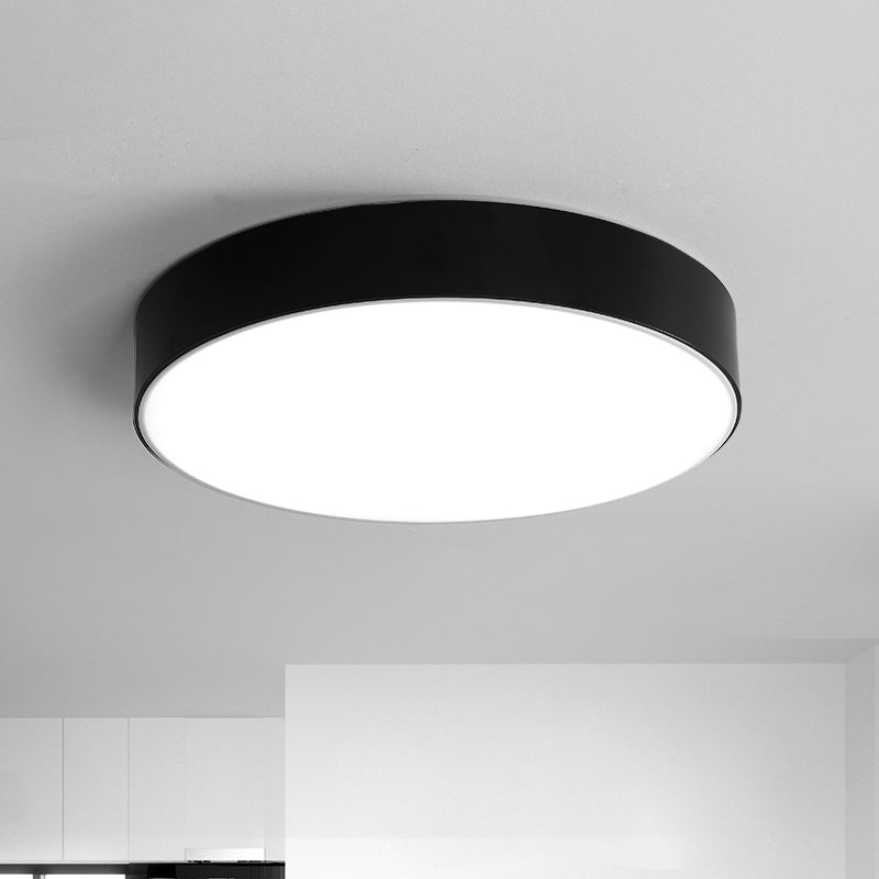 Nordic Short Drum Ceiling Flush Acrylic Kitchen LED Flush Mount Recessed Lighting in Black/White, 16"/19.5" Diameter Clearhalo 'Ceiling Lights' 'Close To Ceiling Lights' 'Close to ceiling' 'Flush mount' Lighting' 1473581