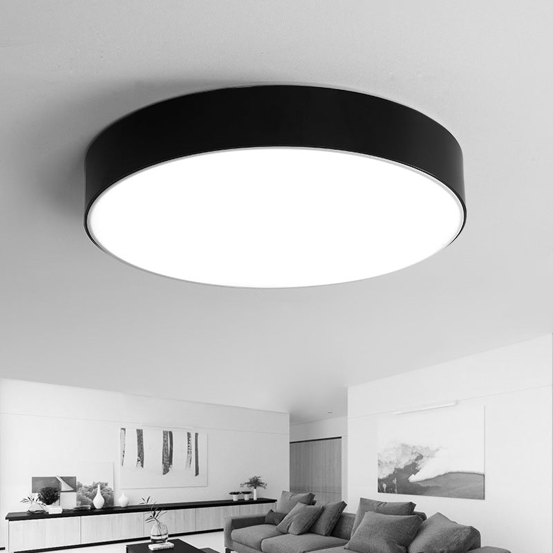 Nordic Short Drum Ceiling Flush Acrylic Kitchen LED Flush Mount Recessed Lighting in Black/White, 16"/19.5" Diameter Black Clearhalo 'Ceiling Lights' 'Close To Ceiling Lights' 'Close to ceiling' 'Flush mount' Lighting' 1473582