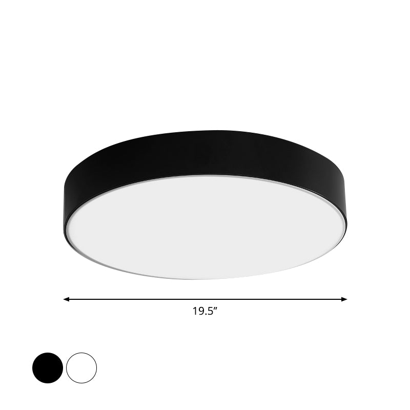 Nordic Short Drum Ceiling Flush Acrylic Kitchen LED Flush Mount Recessed Lighting in Black/White, 16"/19.5" Diameter Clearhalo 'Ceiling Lights' 'Close To Ceiling Lights' 'Close to ceiling' 'Flush mount' Lighting' 1473586