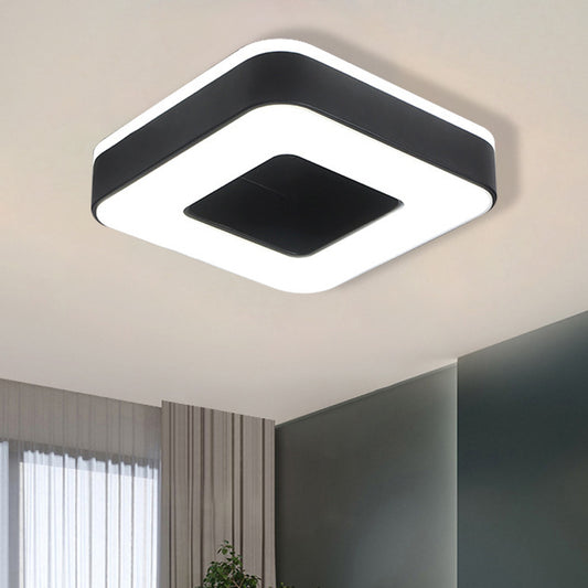 LED Corridor Ceiling Light Simple Black/White Flush Mounted Lamp with Small Square/Round Acrylic Frame, Warm/White Light Clearhalo 'Ceiling Lights' 'Close To Ceiling Lights' 'Close to ceiling' 'Flush mount' Lighting' 1473596