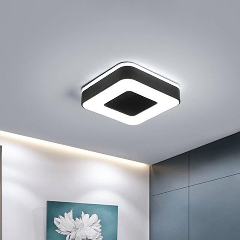 LED Corridor Ceiling Light Simple Black/White Flush Mounted Lamp with Small Square/Round Acrylic Frame, Warm/White Light Clearhalo 'Ceiling Lights' 'Close To Ceiling Lights' 'Close to ceiling' 'Flush mount' Lighting' 1473598