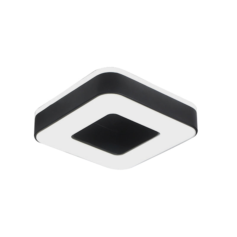 LED Corridor Ceiling Light Simple Black/White Flush Mounted Lamp with Small Square/Round Acrylic Frame, Warm/White Light Clearhalo 'Ceiling Lights' 'Close To Ceiling Lights' 'Close to ceiling' 'Flush mount' Lighting' 1473599