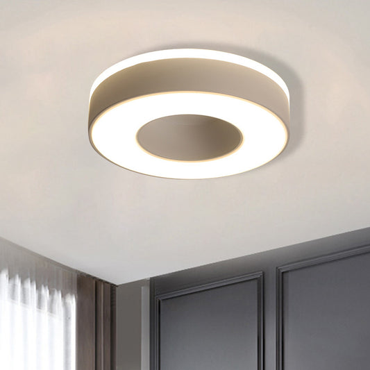 LED Corridor Ceiling Light Simple Black/White Flush Mounted Lamp with Small Square/Round Acrylic Frame, Warm/White Light White Round Clearhalo 'Ceiling Lights' 'Close To Ceiling Lights' 'Close to ceiling' 'Flush mount' Lighting' 1473601