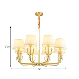 Tapered Fabric Chandelier Colonialism 3/6/8 Lights Living Room Pendant in Gold with Copper Deer Head Clearhalo 'Ceiling Lights' 'Chandeliers' Lighting' options 1473750