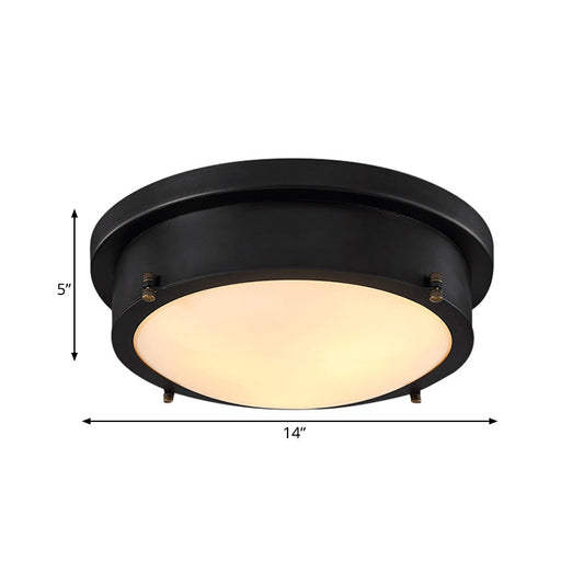 10"/14" W Iron Black Ceiling Mounted Light Circle LED Traditional Flush Mount Lamp for Corridor, Warm/White/3 Color Light Clearhalo 'Ceiling Lights' 'Close To Ceiling Lights' 'Close to ceiling' 'Flush mount' Lighting' 1473811