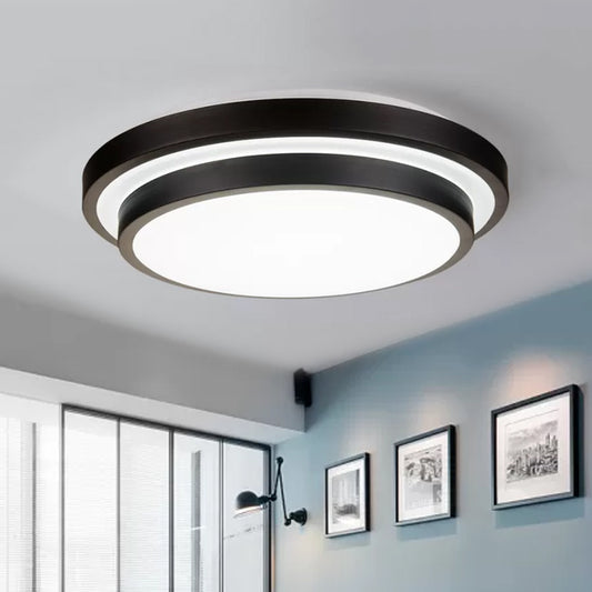 Vintage Dual-Layered Ceiling Flush LED Iron Flush Mount Light Fixture in Black for Living Room, 11"/16"/19.5" W Clearhalo 'Ceiling Lights' 'Close To Ceiling Lights' 'Close to ceiling' 'Flush mount' Lighting' 1473813