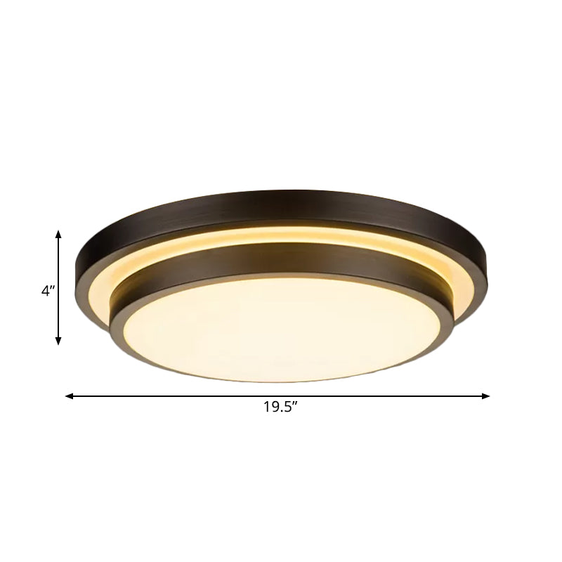 Vintage Dual-Layered Ceiling Flush LED Iron Flush Mount Light Fixture in Black for Living Room, 11"/16"/19.5" W Clearhalo 'Ceiling Lights' 'Close To Ceiling Lights' 'Close to ceiling' 'Flush mount' Lighting' 1473818