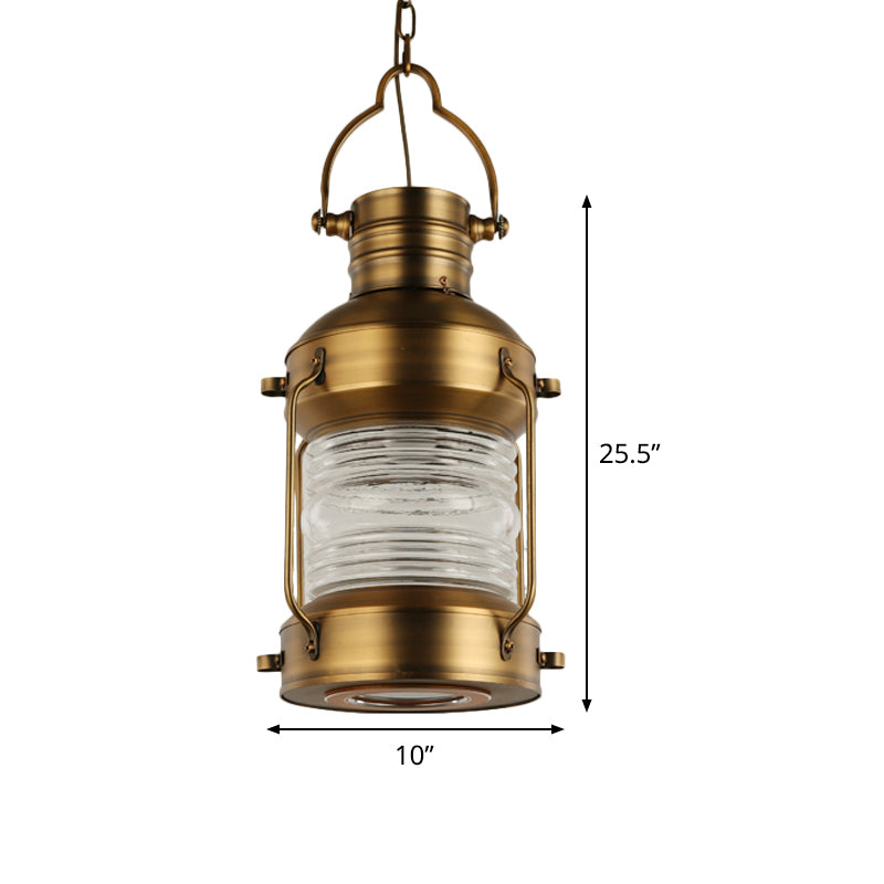 Lantern Cafe Hanging Light Kit Industrial Iron 1 Bulb Gold Suspension Pendant with Clear Glass Shade Clearhalo 'Art Deco Pendants' 'Cast Iron' 'Ceiling Lights' 'Ceramic' 'Crystal' 'Industrial Pendants' 'Industrial' 'Metal' 'Middle Century Pendants' 'Pendant Lights' 'Pendants' 'Tiffany' Lighting' 1473916