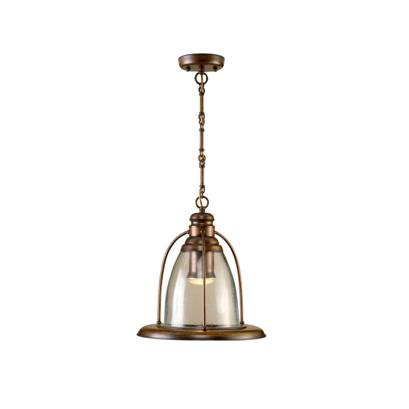 Brass 1-Light Ceiling Pendant Lamp Industrial Clear Glass Bell Hanging Light Fixture with Wire Cage Clearhalo 'Art Deco Pendants' 'Cast Iron' 'Ceiling Lights' 'Ceramic' 'Crystal' 'Industrial Pendants' 'Industrial' 'Metal' 'Middle Century Pendants' 'Pendant Lights' 'Pendants' 'Tiffany' Lighting' 1473919