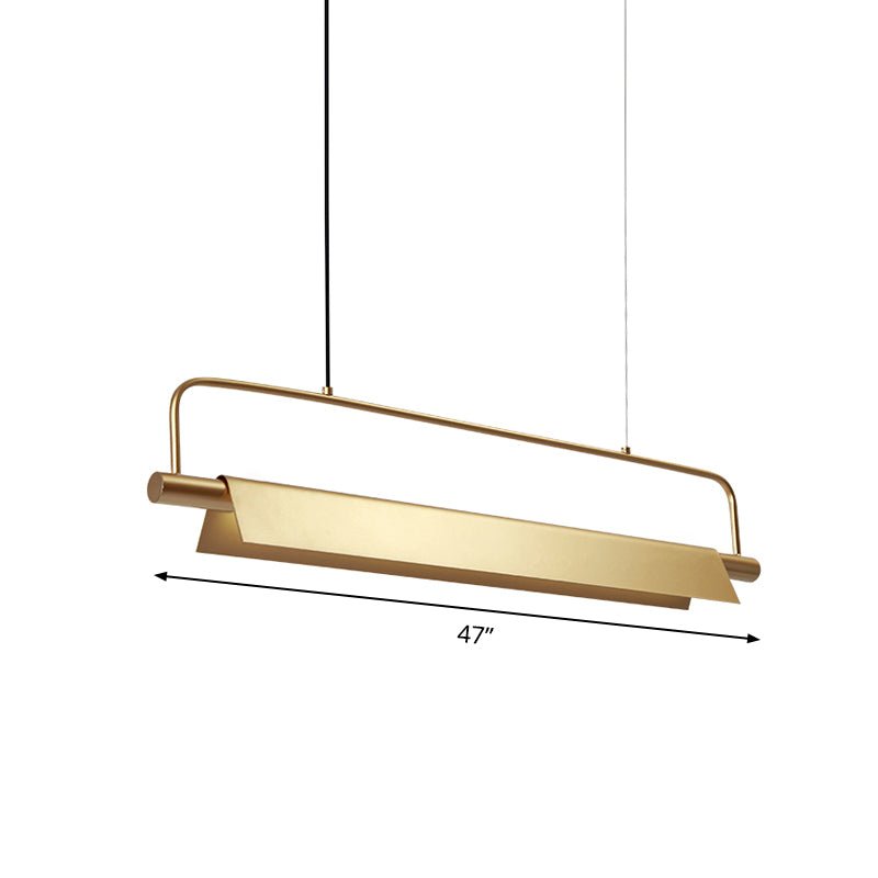 Metallic Rectangle Island Light Fixture Colonial LED Restaurant Hanging Lamp Kit in Gold Clearhalo 'Ceiling Lights' 'Island Lights' Lighting' 1474120