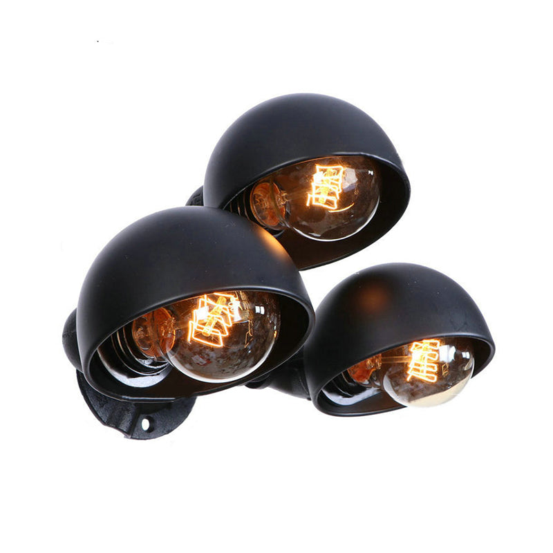 3 Heads Semi Circle Wall Mount Fixture Vintage Style Black Metal Wall Lighting with Pipe Design for Corridor Clearhalo 'Art deco wall lights' 'Cast Iron' 'Glass' 'Industrial wall lights' 'Industrial' 'Middle century wall lights' 'Modern' 'Rustic wall lights' 'Tiffany' 'Traditional wall lights' 'Wall Lamps & Sconces' 'Wall Lights' Lighting' 147428