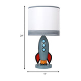 Blue Rocket Nightstand Lighting Kids Resin Night Table Light with Drum Fabric Shade for Nursery Clearhalo 'Lamps' 'Table Lamps' Lighting' 1474353