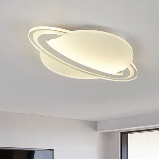 Acrylic Planet Flush Light Fixture Modern 12"/18" Long LED White Flush Mount Lighting in Warm/White Light for Living Room Clearhalo 'Ceiling Lights' 'Close To Ceiling Lights' 'Close to ceiling' 'Flush mount' Lighting' 1474395