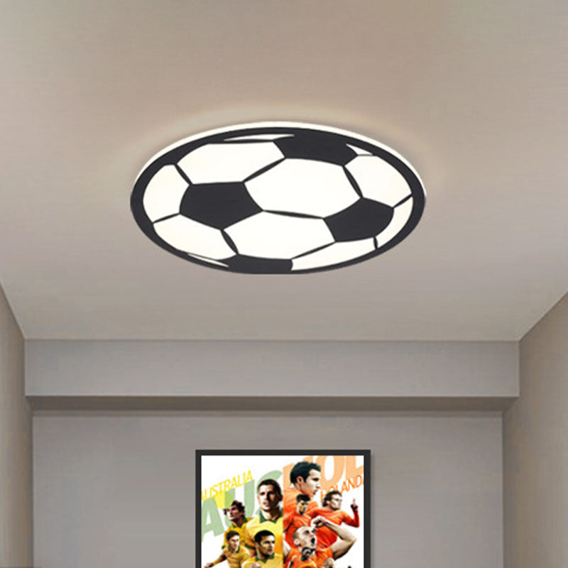 Black/White Football Flush Light Kids LED Acrylic Flush Mount Recessed Lighting for Boys Bedroom Clearhalo 'Ceiling Lights' 'Close To Ceiling Lights' 'Close to ceiling' 'Flush mount' Lighting' 1474402