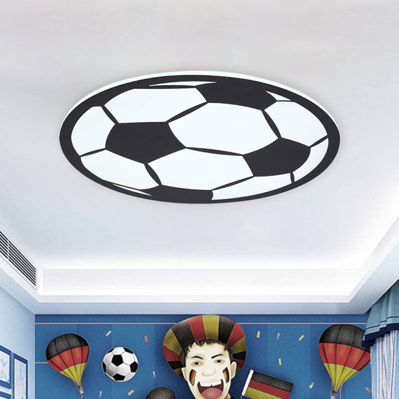 Black/White Football Flush Light Kids LED Acrylic Flush Mount Recessed Lighting for Boys Bedroom Black Clearhalo 'Ceiling Lights' 'Close To Ceiling Lights' 'Close to ceiling' 'Flush mount' Lighting' 1474403