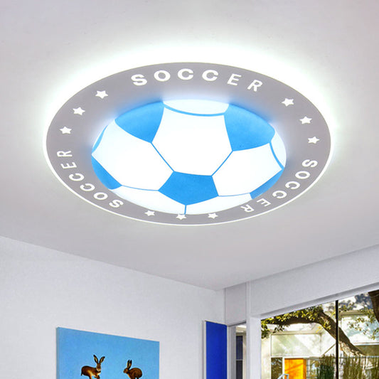 16.5"/20.5" W Kids LED Flush Mount Spotlight Black/Blue Football Flushmount Ceiling Lamp with Acrylic Shade Clearhalo 'Ceiling Lights' 'Close To Ceiling Lights' 'Close to ceiling' 'Flush mount' Lighting' 1474410