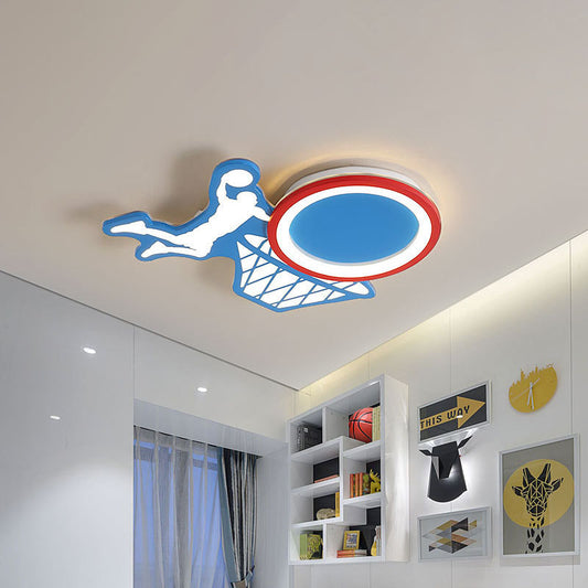 LED Nursery Flushmount Ceiling Lamp Kids Blue Flush Light Fixture with Basketball Acrylic Shade, 18"/22.5" Long Blue Clearhalo 'Ceiling Lights' 'Close To Ceiling Lights' 'Close to ceiling' 'Flush mount' Lighting' 1474422