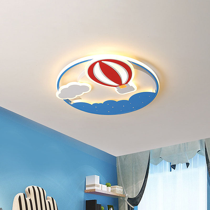 Blue Hot Air Balloon Flushmount Kids LED Acrylic Flush Mount Ceiling Lighting Fixture for Nursery, 16"/19.5" Wide Clearhalo 'Ceiling Lights' 'Close To Ceiling Lights' 'Close to ceiling' 'Flush mount' Lighting' 1474439