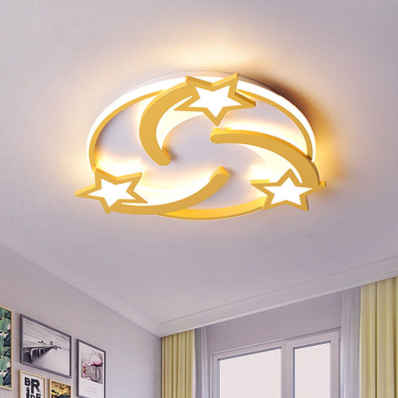 Kids Star Flusmount Lighting Acrylic 16"/19.5" Wide LED Bedroom Flush Mount Ceiling Light Fixture in Yellow Clearhalo 'Ceiling Lights' 'Close To Ceiling Lights' 'Close to ceiling' 'Flush mount' Lighting' 1474444