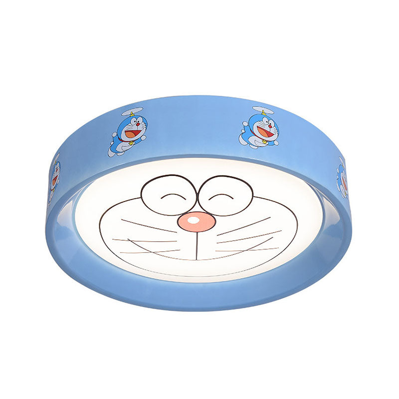Blue Circle Flush Mount Fixture Kids 16.5"/20.5" W LED Metal Flushmount Ceiling Lamp with Cartoon Cat Pattern Clearhalo 'Ceiling Lights' 'Close To Ceiling Lights' 'Close to ceiling' 'Flush mount' Lighting' 1474482