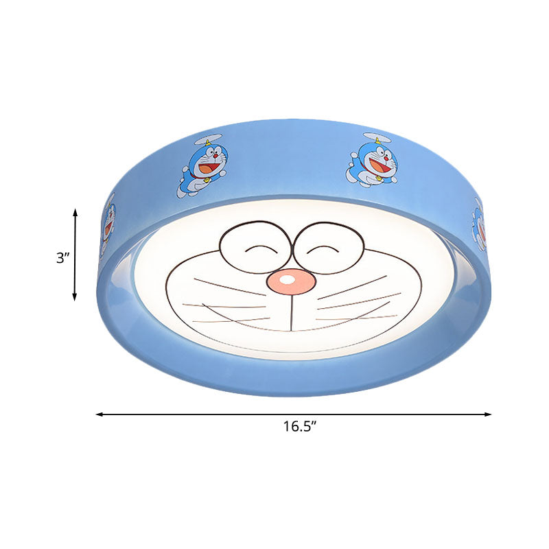 Blue Circle Flush Mount Fixture Kids 16.5"/20.5" W LED Metal Flushmount Ceiling Lamp with Cartoon Cat Pattern Clearhalo 'Ceiling Lights' 'Close To Ceiling Lights' 'Close to ceiling' 'Flush mount' Lighting' 1474483
