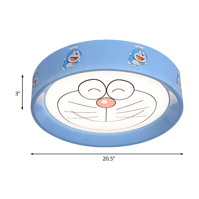 Blue Circle Flush Mount Fixture Kids 16.5"/20.5" W LED Metal Flushmount Ceiling Lamp with Cartoon Cat Pattern Clearhalo 'Ceiling Lights' 'Close To Ceiling Lights' 'Close to ceiling' 'Flush mount' Lighting' 1474484