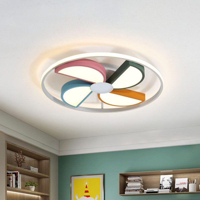 Acrylic Windmill Ceiling Light Macaroon LED White Flush Mount Recessed Lighting for Bedroom, 16.5"/20.5" Width White Clearhalo 'Ceiling Lights' 'Close To Ceiling Lights' 'Close to ceiling' 'Flush mount' Lighting' 1474507