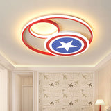 Simple Round Acrylic Flush Light 16"/19.5" Wide LED Close to Ceiling Lamp in Red and Blue with Star Pattern Clearhalo 'Ceiling Lights' 'Close To Ceiling Lights' 'Close to ceiling' 'Flush mount' Lighting' 1474582