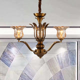 Flower Clear Glass Pendant Chandelier Rural 3/6/8 Heads Living Room Hanging Ceiling Light in Brass with Branching Design Clearhalo 'Ceiling Lights' 'Chandeliers' Lighting' options 1474601