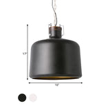 Bucket Restaurant Pendant Light Fixture Industrial Iron 1 Bulb Black/White Ceiling Suspension Lamp Clearhalo 'Art Deco Pendants' 'Black' 'Cast Iron' 'Ceiling Lights' 'Ceramic' 'Crystal' 'Industrial Pendants' 'Industrial' 'Metal' 'Middle Century Pendants' 'Pendant Lights' 'Pendants' 'Rustic Pendants' 'Tiffany' Lighting' 1474779