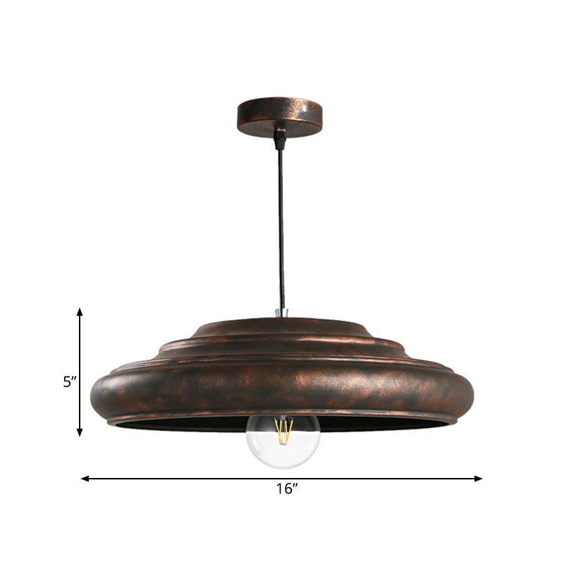 Factory Barn Suspension Pendant Light 1 Bulb Iron Ceiling Hang Fixture in Bronze for Dining Room Clearhalo 'Art Deco Pendants' 'Cast Iron' 'Ceiling Lights' 'Ceramic' 'Crystal' 'Industrial Pendants' 'Industrial' 'Metal' 'Middle Century Pendants' 'Pendant Lights' 'Pendants' 'Tiffany' Lighting' 1474855