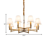 Metal Gold Chandelier Lighting Conical 6/8-Light Countryside Suspension Pendant with Fabric Shade for Living Room Clearhalo 'Ceiling Lights' 'Chandeliers' Lighting' options 1474939