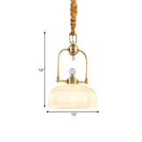 Golden 1 Light Drop Pendant Traditional Clear Prismatic Glass Dome Shade Metal Suspension Lighting Clearhalo 'Ceiling Lights' 'Pendant Lights' 'Pendants' Lighting' 1474984