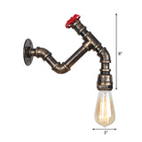 Exposed Bulb Iron Wall Lamp Industrial Style 1 Head Corridor Wall Lighting Fixture with Red Valve in Aged Bronze Clearhalo 'Art deco wall lights' 'Cast Iron' 'Glass' 'Industrial wall lights' 'Industrial' 'Middle century wall lights' 'Modern' 'Rustic wall lights' 'Tiffany' 'Traditional wall lights' 'Wall Lamps & Sconces' 'Wall Lights' Lighting' 147508