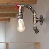 Pipe Iron Shade Wall Sconce with Exposed Bulb Farmhouse Style 1 Head Corridor Wall Mounted Light in Bronze Bronze Clearhalo 'Art deco wall lights' 'Cast Iron' 'Glass' 'Industrial wall lights' 'Industrial' 'Middle century wall lights' 'Modern' 'Rustic wall lights' 'Tiffany' 'Traditional wall lights' 'Wall Lamps & Sconces' 'Wall Lights' Lighting' 147509