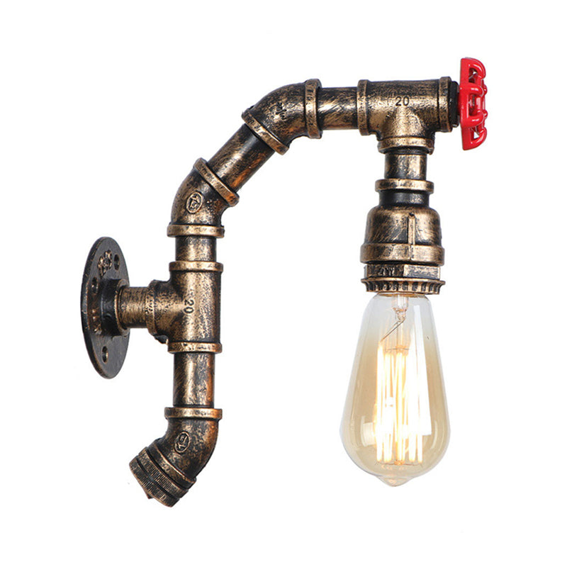 Pipe Iron Shade Wall Sconce with Exposed Bulb Farmhouse Style 1 Head Corridor Wall Mounted Light in Bronze Clearhalo 'Art deco wall lights' 'Cast Iron' 'Glass' 'Industrial wall lights' 'Industrial' 'Middle century wall lights' 'Modern' 'Rustic wall lights' 'Tiffany' 'Traditional wall lights' 'Wall Lamps & Sconces' 'Wall Lights' Lighting' 147511