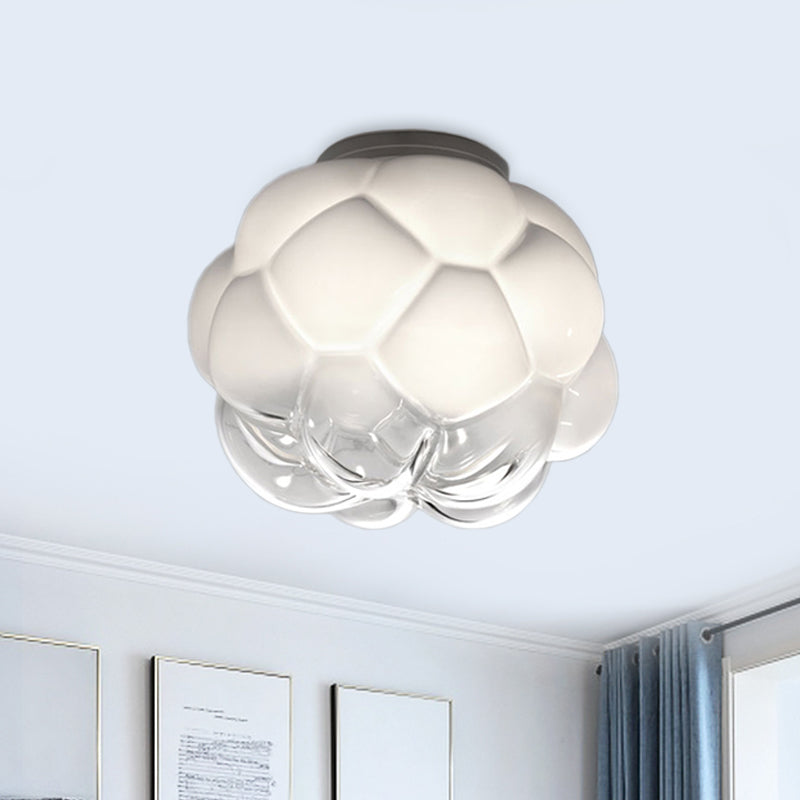 Pinecone Surface Ceiling Light Simplicity White Glass Single Bedroom Flush Mount Light Fixture White Clearhalo 'Ceiling Lights' 'Close To Ceiling Lights' 'Close to ceiling' 'Flush mount' Lighting' 1475138