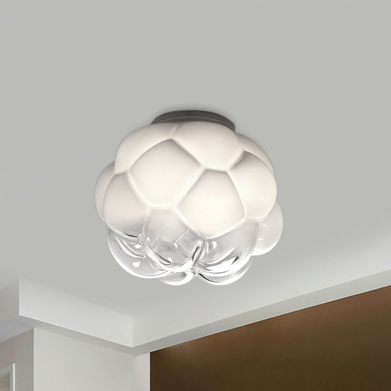 Pinecone Surface Ceiling Light Simplicity White Glass Single Bedroom Flush Mount Light Fixture Clearhalo 'Ceiling Lights' 'Close To Ceiling Lights' 'Close to ceiling' 'Flush mount' Lighting' 1475139