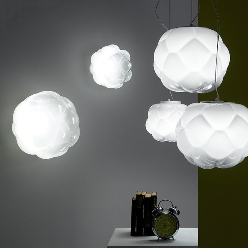 Sugar-Apple Matte Glass Hanging Light Simplicity 1 Bulb White Ceiling Pendant Light White Clearhalo 'Ceiling Lights' 'Glass shade' 'Glass' 'Modern Pendants' 'Modern' 'Pendant Lights' 'Pendants' Lighting' 1475167