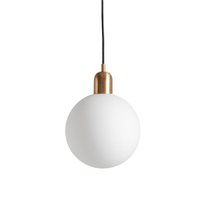 Simple Spherical Opal Glass Drop Pendant 1-Light Hanging Ceiling Light with Red/White/Green Cap Clearhalo 'Ceiling Lights' 'Glass shade' 'Glass' 'Modern Pendants' 'Modern' 'Pendant Lights' 'Pendants' Lighting' 1475217