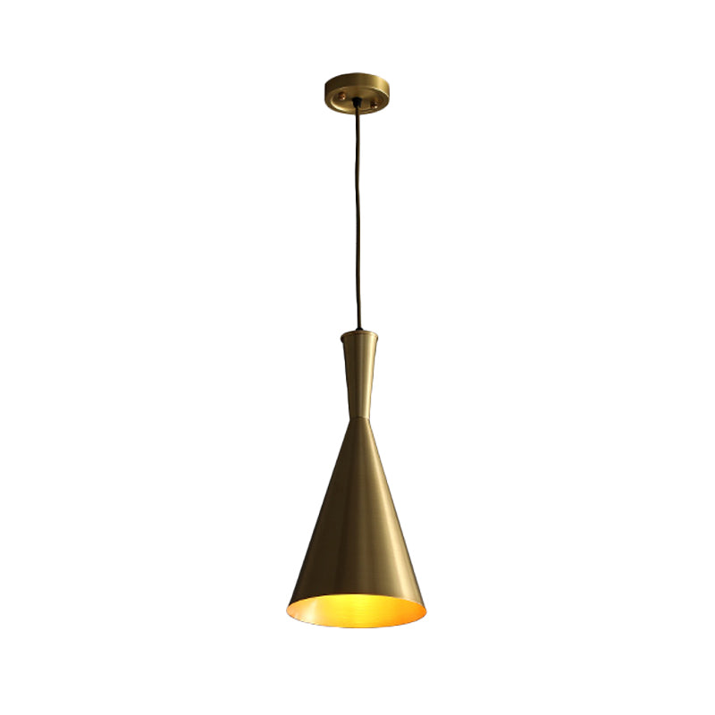 Black/Gold Finish Funnel Hanging Light Fixture Vintage Metallic 1 Bulb Dining Room Ceiling Suspension Lamp Clearhalo 'Ceiling Lights' 'Pendant Lights' 'Pendants' Lighting' 1475267