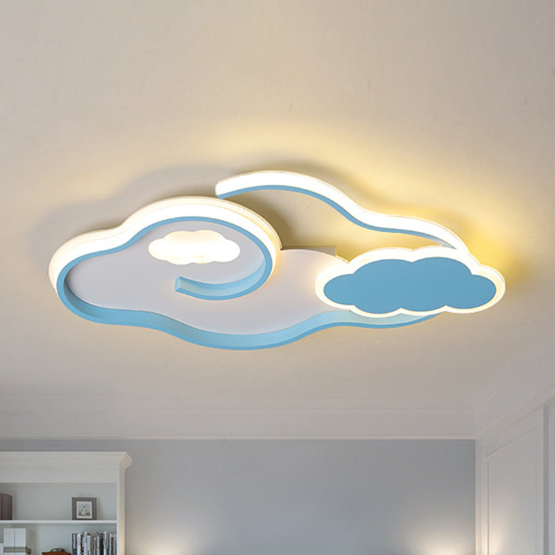 Nordic LED Flush Mount Lamp Blue Cloud Ceiling Light Fixture with Acrylic Shade for Children Bedroom Blue Clearhalo 'Ceiling Lights' 'Close To Ceiling Lights' 'Close to ceiling' 'Flush mount' Lighting' 1475327