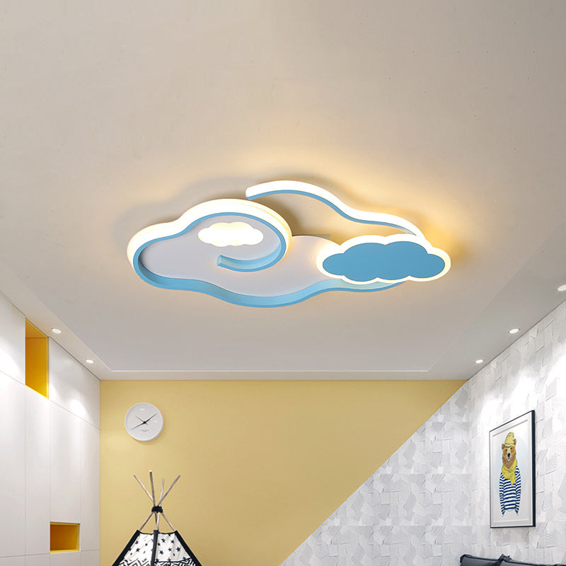 Nordic LED Flush Mount Lamp Blue Cloud Ceiling Light Fixture with Acrylic Shade for Children Bedroom Clearhalo 'Ceiling Lights' 'Close To Ceiling Lights' 'Close to ceiling' 'Flush mount' Lighting' 1475329