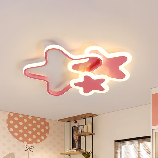 16.5"/20.5" W LED Girls Bedroom Flushmount Lighting Kids Pink Ceiling Flush Mount with Star Acrylic Shade Pink Clearhalo 'Ceiling Lights' 'Close To Ceiling Lights' 'Close to ceiling' 'Flush mount' Lighting' 1475334