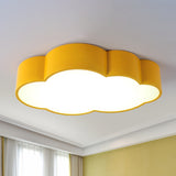 Cloud Iron Flush Ceiling Light Contemporary LED Yellow/Blue Flush Mount Lighting Fixture for Kids Bedroom, 20.5"/24.5" Long Clearhalo 'Ceiling Lights' 'Close To Ceiling Lights' 'Close to ceiling' 'Flush mount' Lighting' 1475401